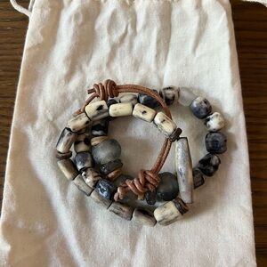 Twine & Twig Beaded Bracelet Set with Leather Cord